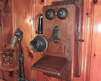 Antique Wooden Wall Mounted Telephone
