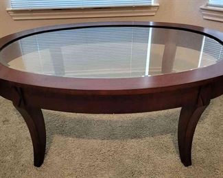 Oval WoodGlass Coffee Table