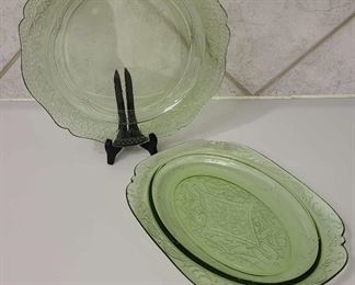 Vintage Green Depression Platters
