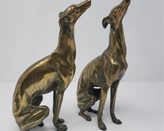 Two Brass Dog Statues