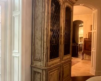 Gorgeous Habersham Furniture tall storage cabinet with mirror back panel 64"W x 18"D x 112"H 