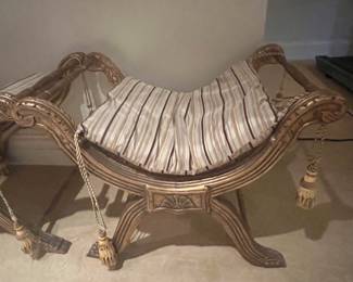 Wood benches with cushion 29" x 19" x 24"H  