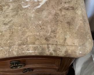 (2) Bernhardt Furniture nightstands with stone tops (only one photographed) 40"W x 19"D