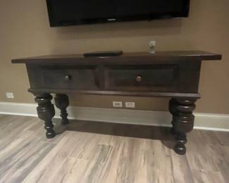 Wood console table 66"W x 20"D x 33"H 