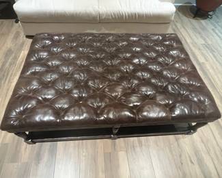 Tufted leather bench 58" x 39" x 17"H
