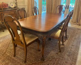 Berkey & Gay Furniture dining table, 6 chairs and pads