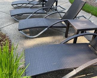 Chaise patio loungers (6 available) and side tables (2)