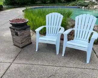 Firepit and Adirondack chairs