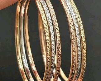 14k tri color hoop earrings