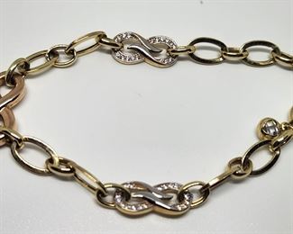 14k infinity bracelet 8 inches adjustable