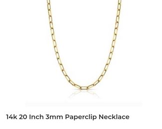 14k 20 inch 3mm paper clip necklace