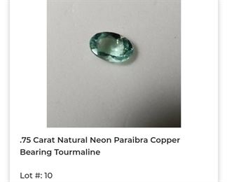 . 75 natural neon paraiba tourmaline