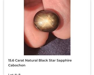 15.6 carat natural black star sapphire
