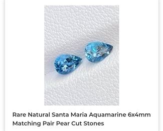 Rare natural Santa Maria aquamarine matching pair