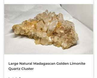 Large natural Madagascan golden limonite quartz cluster