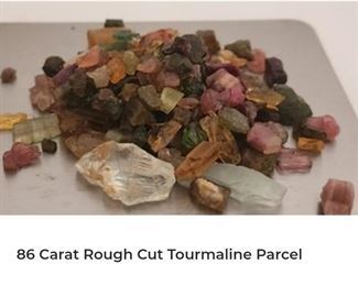 86 carat rough tourmaline crystals