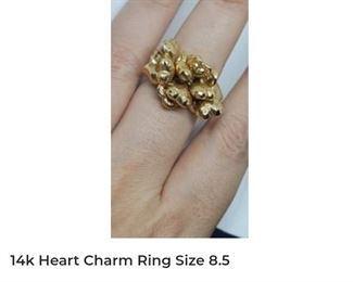 14k heart charm ring