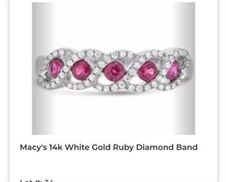 14k white gold ruby diamond band 