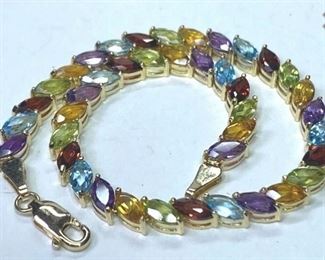 14k 8 carat gemstone bracelet 7.35 grams