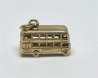 14k double decker bus charm from England 1.35 grams
