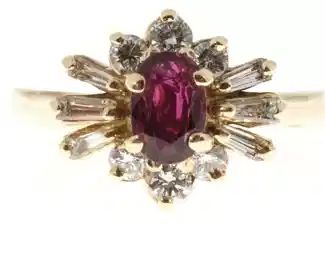 14k ruby diamond halo ring
