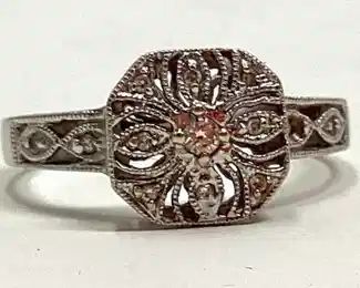 Antique hand wrought 14k diamond art deco ring
