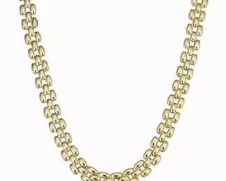 10k 3 row Panther link necklace