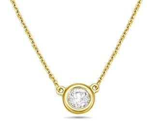 14k .50 carat Bezel Set Diamond necklace 16 inches long Singapore chain