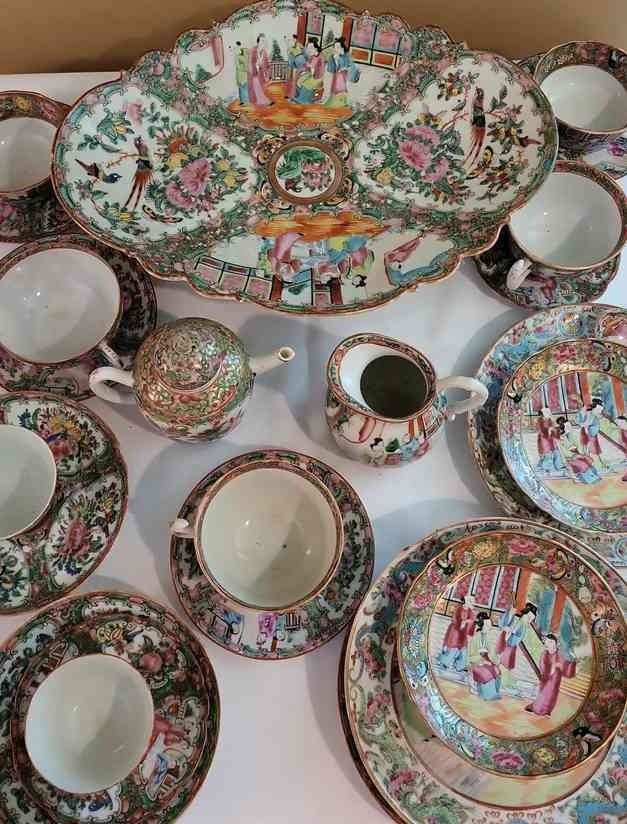 001 Antique Rose Medallion Tea Set And More