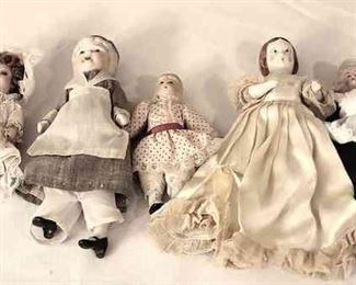 Bisque, Porcelain And Fabric Doll Lot