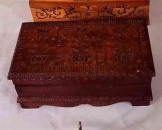 MUSIC WOOD CARVED JEWLERY BOXES 1 RING HOLDER