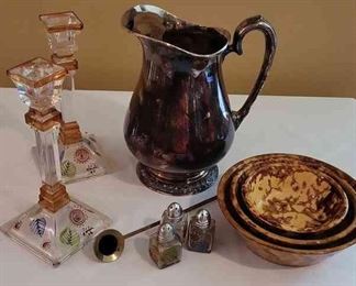 Oneida Water Pitcher And Bennington Pottery