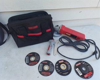 Craftsman bag with 7.5 amp angle grinder and wheels