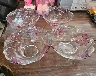 FOUR GLASS BOWLS