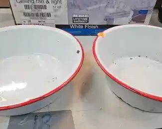 TWO ENAMELWARE BOWLS