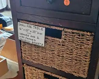  SMALL SIDE TABLE WITH DRAWER AND SEAGRASS BASKETS