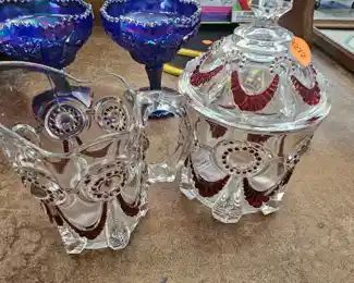 SMALL GLASS PITCHER AND CANISTER