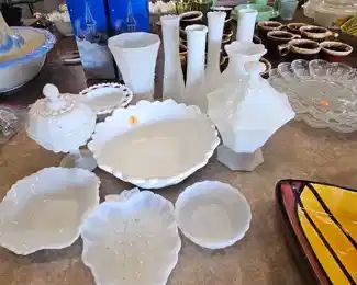 LOT OF MILK GLASS DISHES