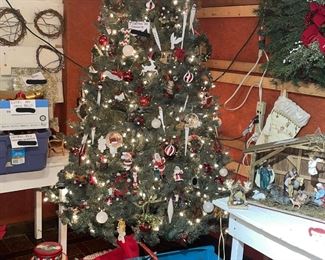 Decorated Christmas tree - buy as is. Wonderful condition peddle car.