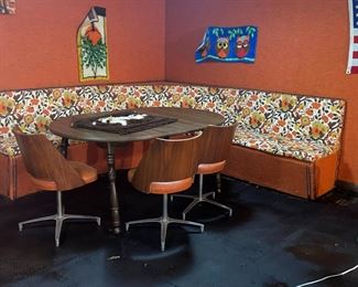 Brocy Mid Century swivel chairs - banquette is built-in