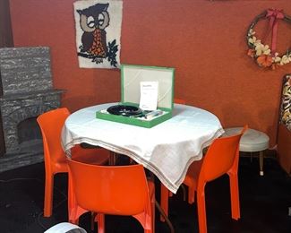 More orange molded chairs