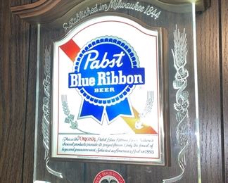 Lighted vintage Pabst Blue Ribbon sign