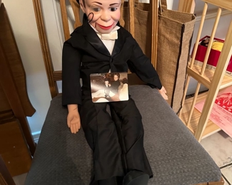 Vintage Charlie McCarthy doll with a picture of him and a relative from back in the day. So far, he hasn't moved. I check every day.