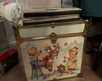 We have a couple of these brass trimmed cute square trunks