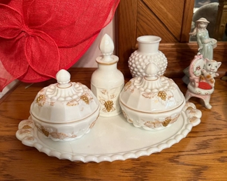 Westmoreland Milk Glass Vanity Set