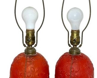 Vintage Red Satin Glass Lamps