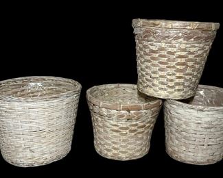 White Washed Rattan Pot Covers