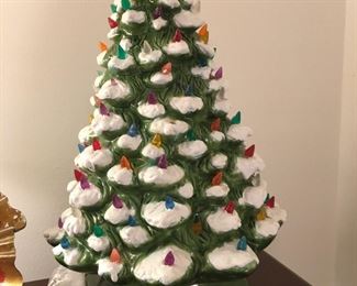 Vintage Ceramic Christmas Tree with colored birds