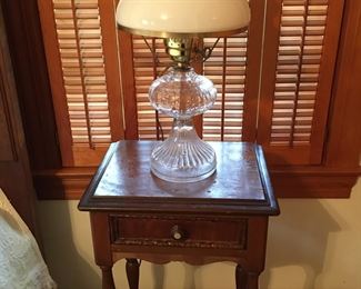 oil lamp with white milk glass shade