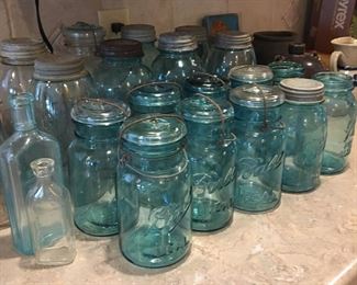 Mason jars and more mason jar...clear & aqua